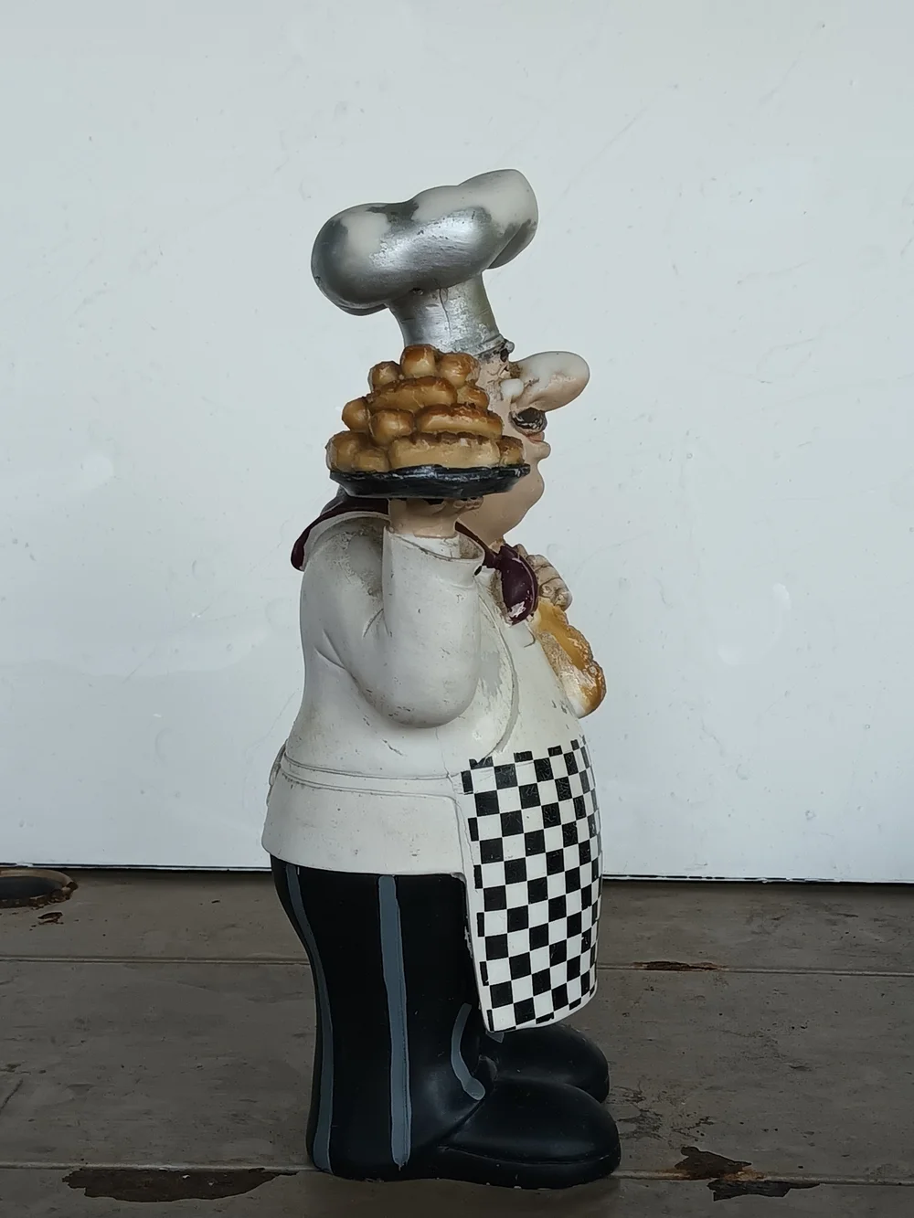 Vtg Fat Italian Baker/ Chef Figurine Kitchen Decor Resin Statue Holding Bread Lg